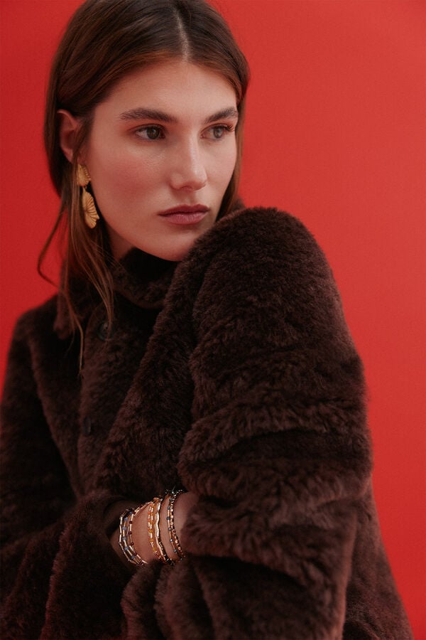 Hoss Intropia Domenica. Sobretudo efeito faux-fur Castanho