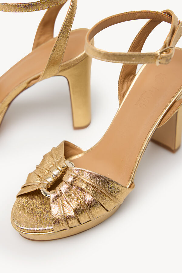 Hoss Intropia Marcela.Leather heeled sandal Gold