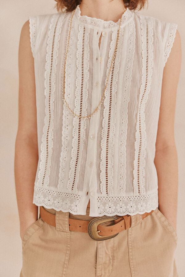 Hoss Intropia Gloria. Blusa bordada Ecru