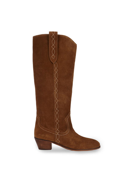 Hoss Intropia Maialen. Cowboy split leather boots Brown