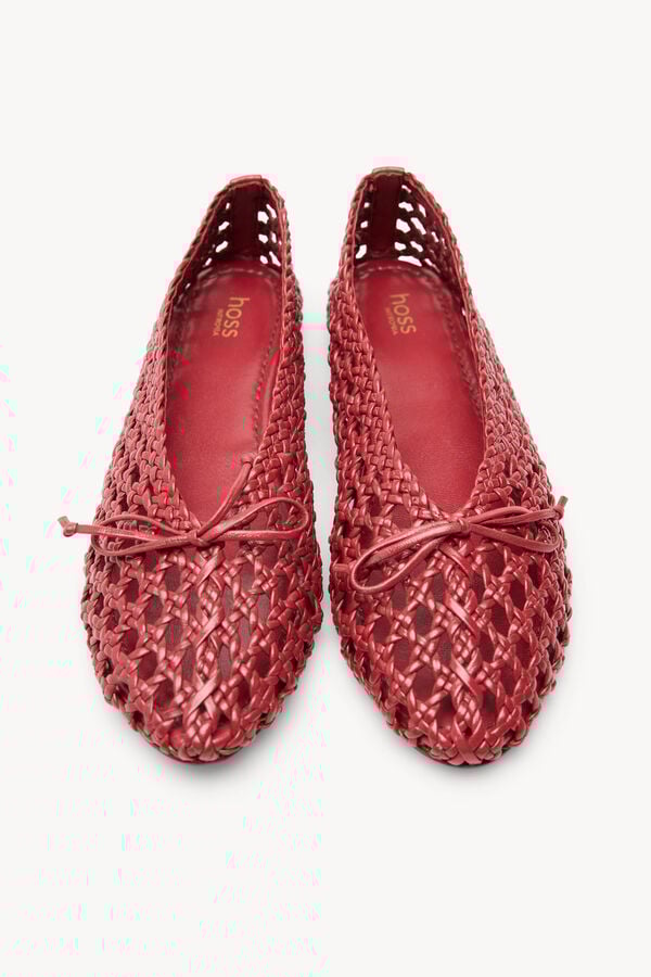 Hoss Intropia Martina. Sabrinas em pele tren&ccedil;ada Vermelho