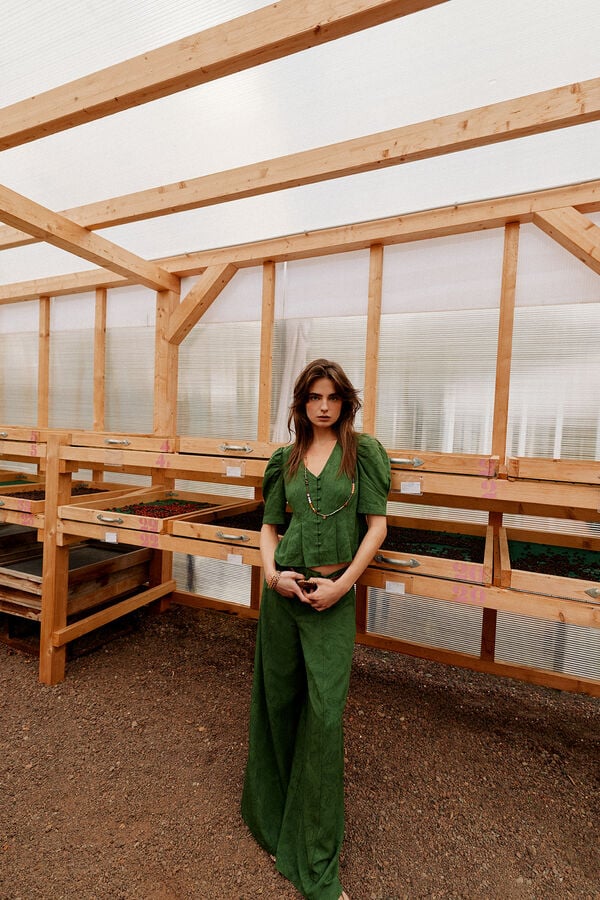 Hoss Intropia Casilda. Blusa rom&acirc;ntica cintada Verde