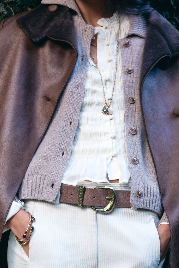 Hoss Intropia Matilda. Collar largo piedra natural Dorado