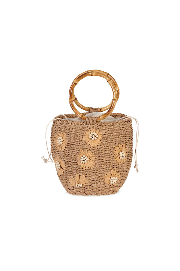 Hoss Intropia Norma. mala bordada de r&aacute;fia Beige