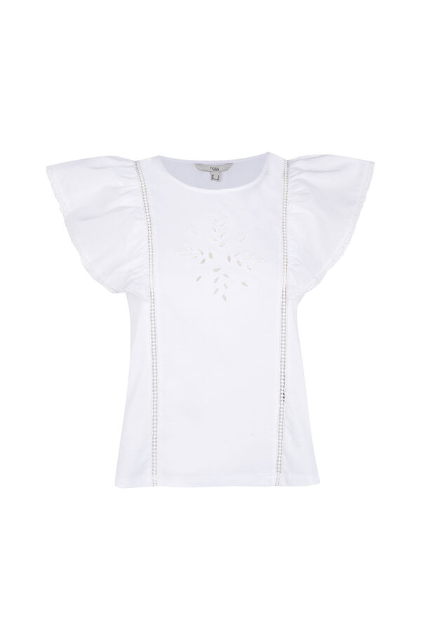 Hoss Intropia Mavie.T-shirt com folhos Branco