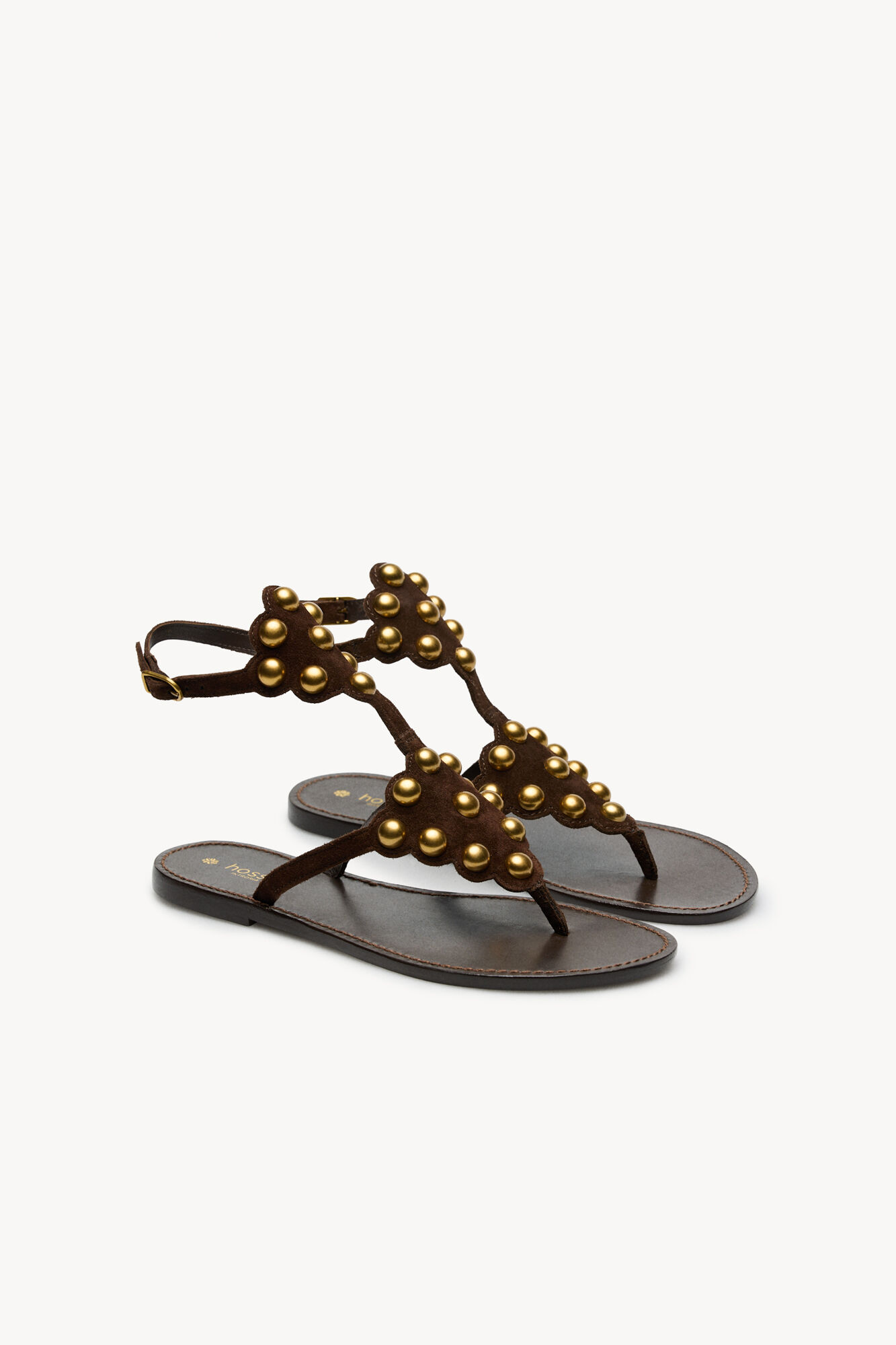 Hoss Intropia Maisa. Sandalias piel piezas met&aacute;licas