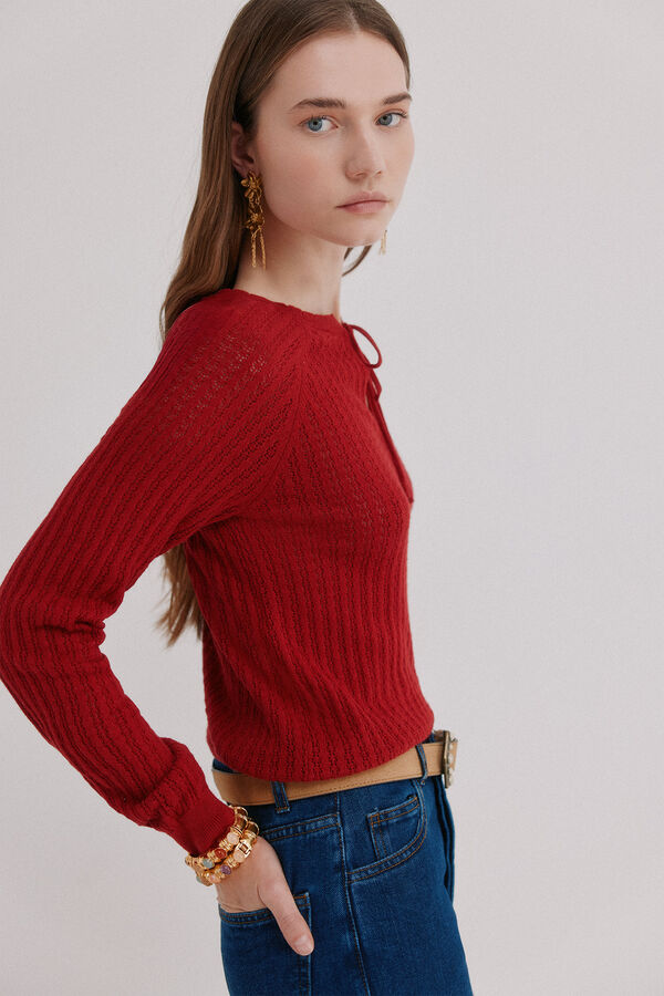 Hoss Intropia Imala. Camisola de malha rendada Vermelho