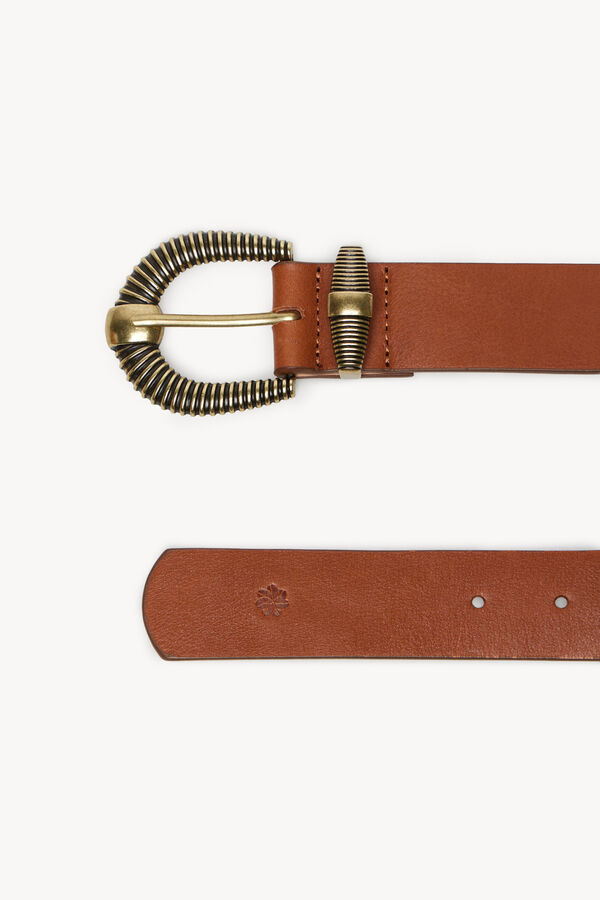 Hoss Intropia Maira. Sustainable leather belt Beige