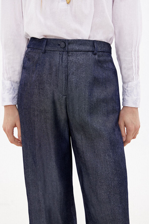 Hoss Intropia Paola. Shiny loose fit trousers Blue