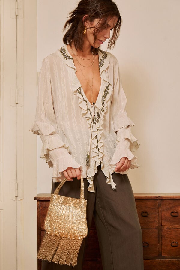 Hoss Intropia Naomi. Bolsa de contas Dourado