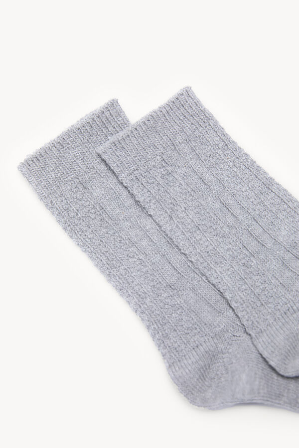 Hoss Intropia Leire. Cross-knit socks Gray