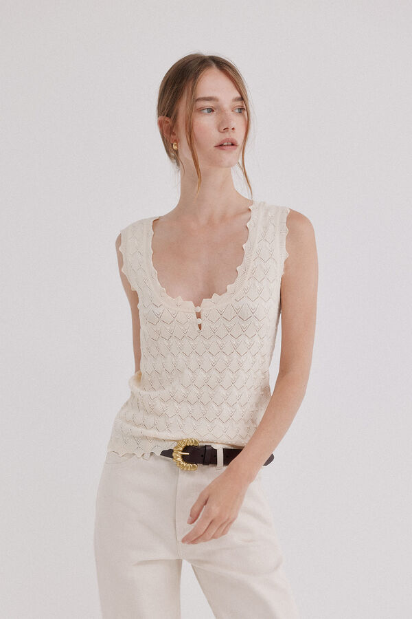 Hoss Intropia Ilya. Top com textura Ecru