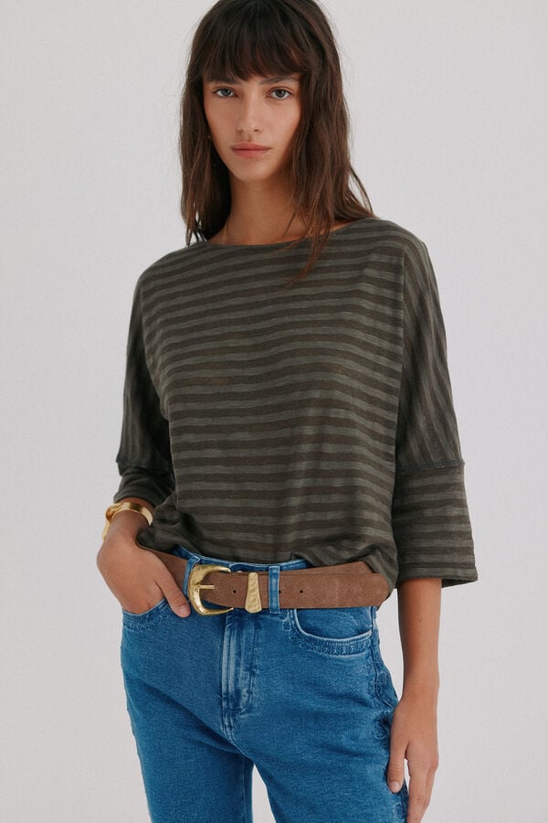 Hoss Intropia Magdalena. Camiseta riscas Verde