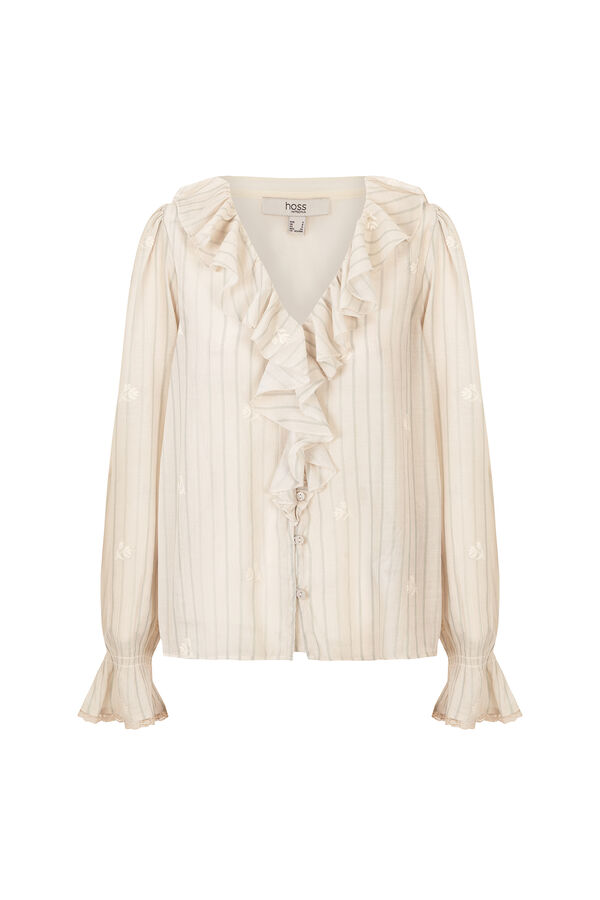 Hoss Intropia Clarisse. Blusa com folhos Ecru