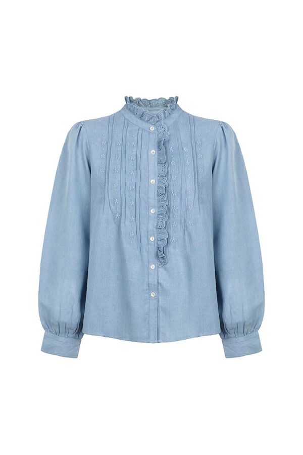 Hoss Intropia Cintia. Blusa com folho na carcela Azul
