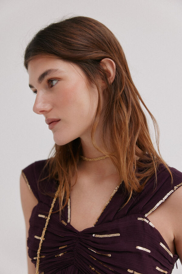 Hoss Intropia Aurora. Vestido bordado Roxo