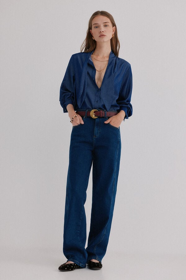 Hoss Intropia Graciela. Blusa com detalhe de nó Azul