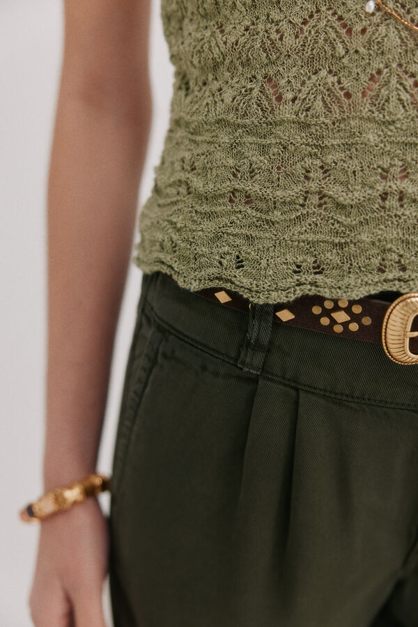 Hoss Intropia Isa. Top malha rendada Verde