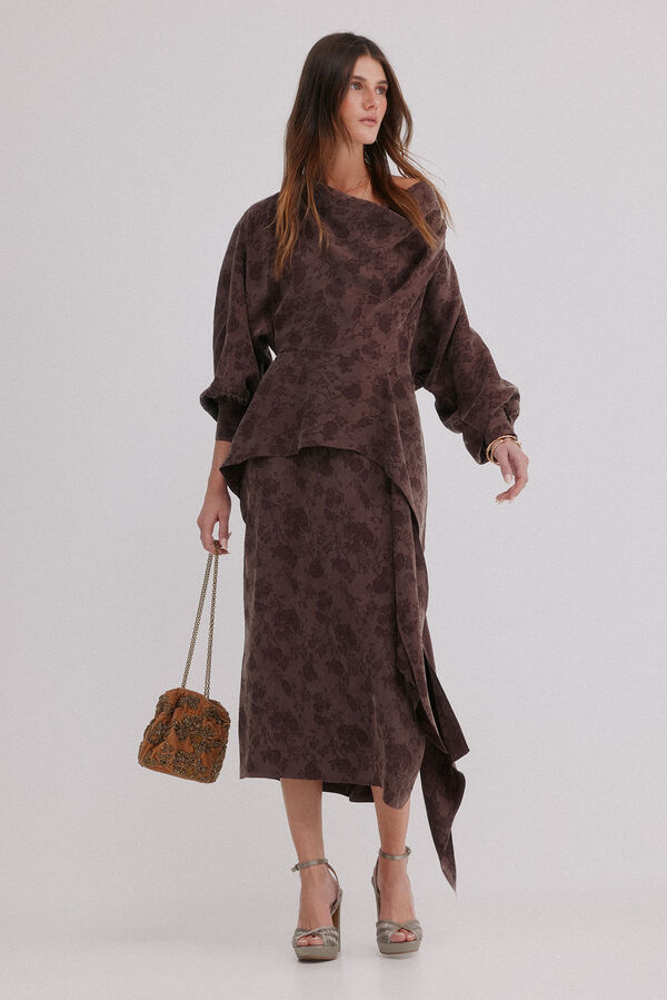 Hoss Intropia Agatha. Vestido jacquard Castanho