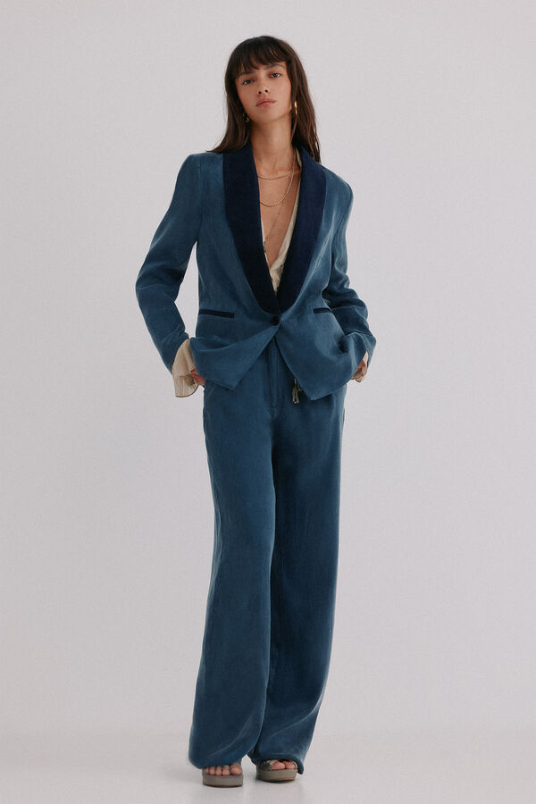 Hoss Intropia Eugenia. Blazer com lapela contrastante Azul
