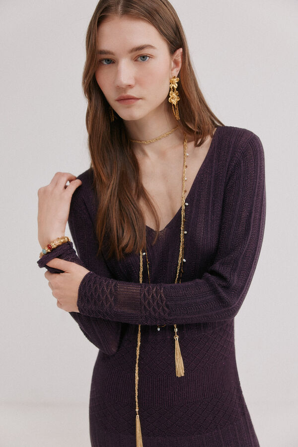 Hoss Intropia Ada. Vestido vazado Roxo