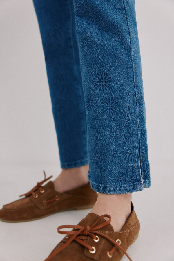 Hoss Intropia Bruna. Jeans bordados florais Azul