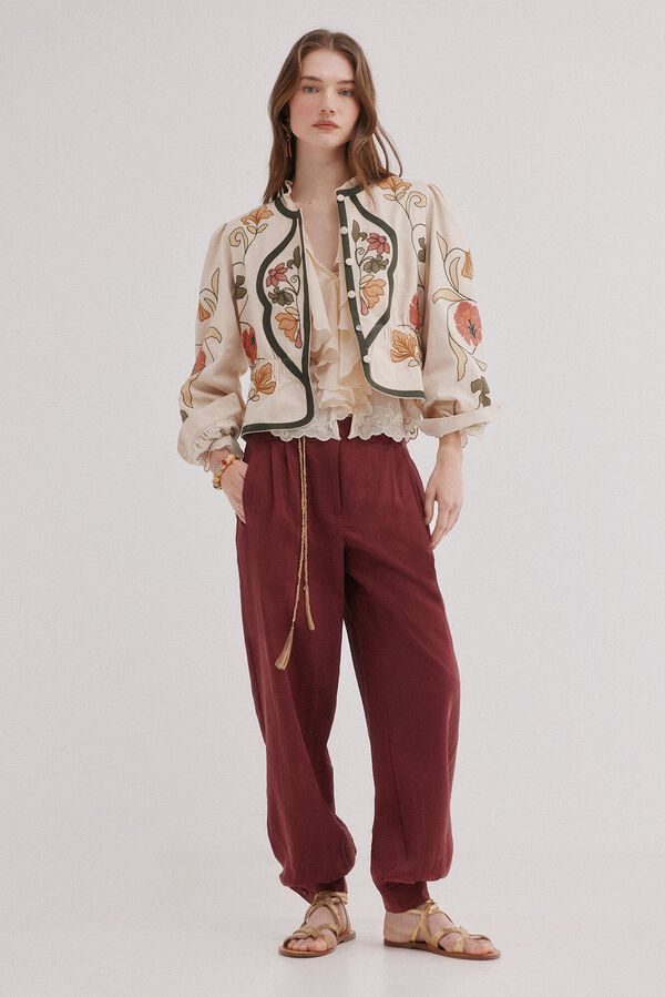 Hoss Intropia Eilana. Casaco com detalhes bordados Ecru