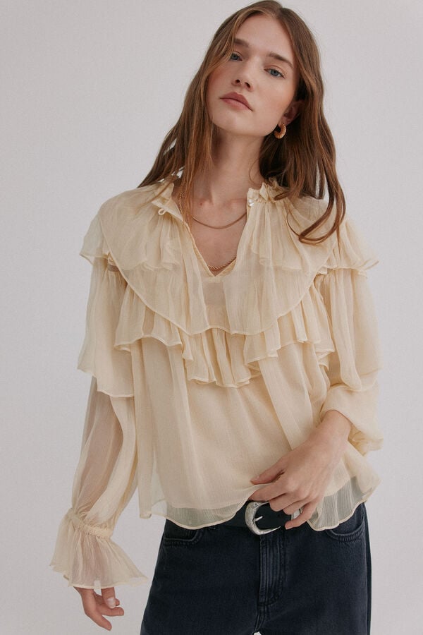 Hoss Intropia Giulia. Blusa romântica Ecru