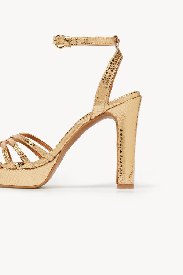 Hoss Intropia María. Metallic leather heeled sandals Gold