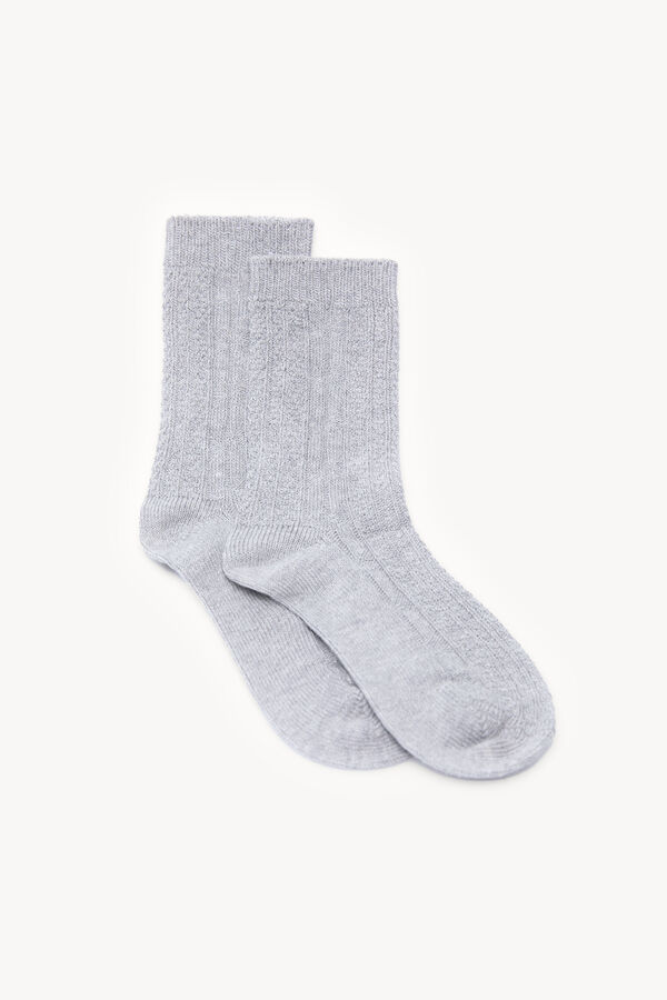 Hoss Intropia Leire. Cross-knit socks Gray