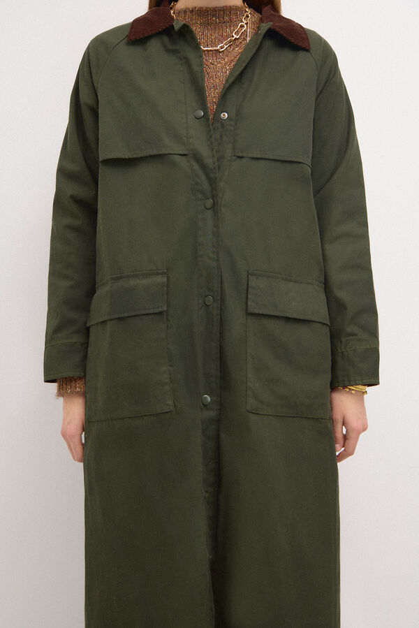 Hoss Intropia Desiré. Long waxed parka Khaki