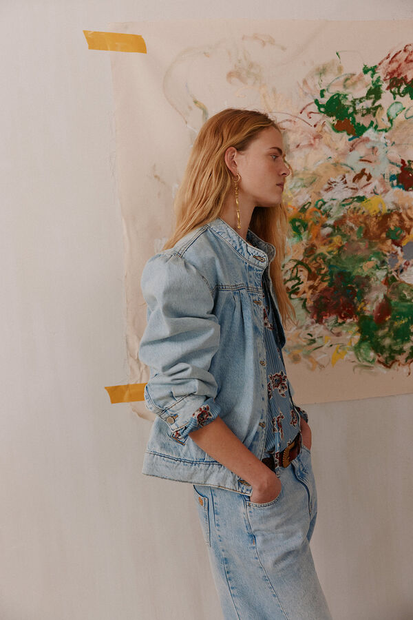 Hoss Intropia Blanca. Jaqueta bomber denim Azul