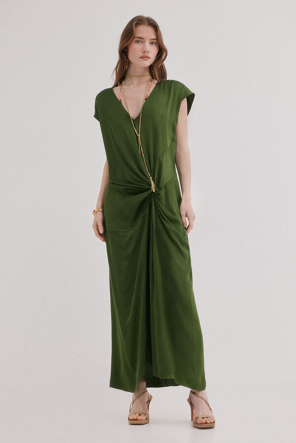 Hoss Intropia Amelia. Vestido midi drapeado Verde