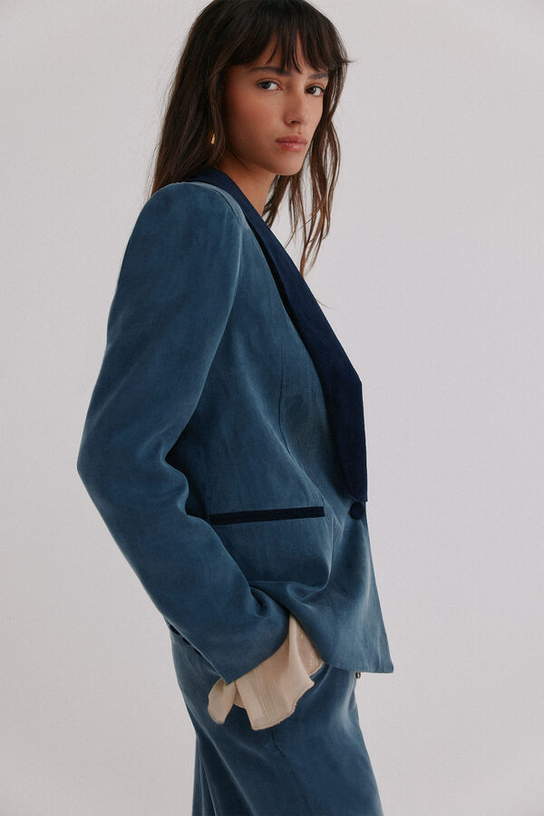 Hoss Intropia Eugenia. Blazer com lapela contrastante Azul