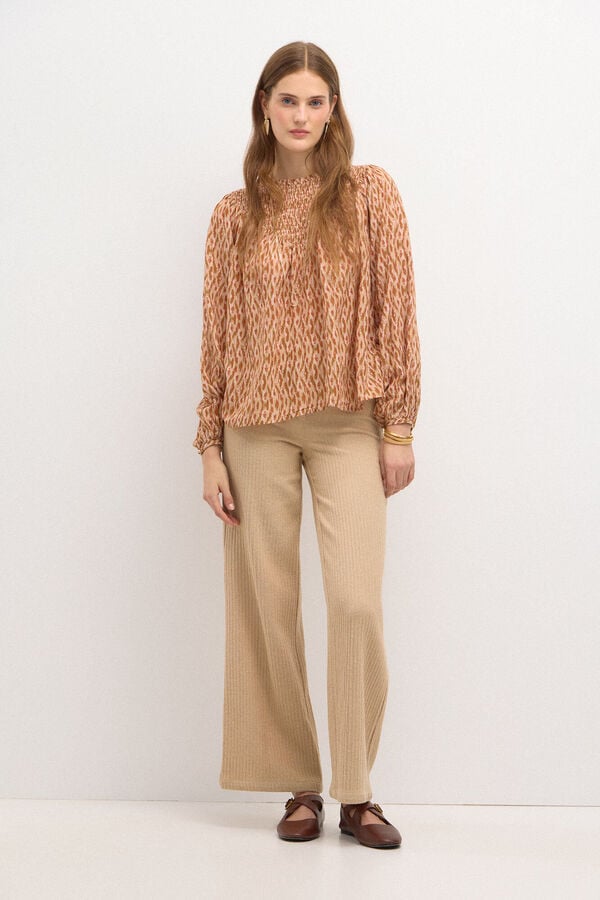 Hoss Intropia Ruperta. Print blouse. Beige