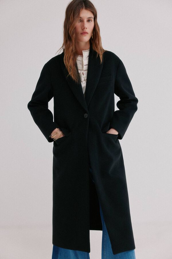 Hoss Intropia Lapel collar coat Florence Black