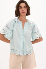 Hoss Intropia Fabia.Embroidered blouse. Blue