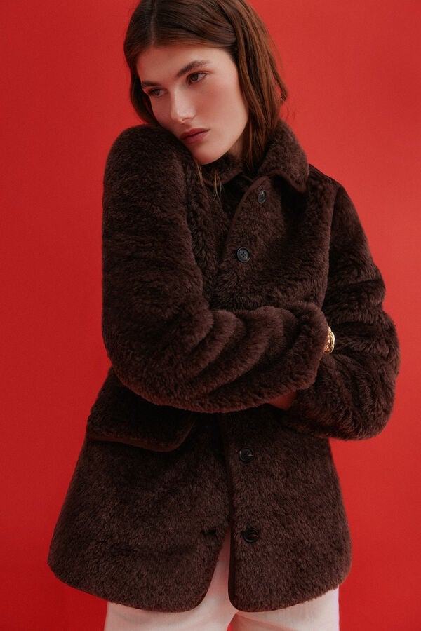 Hoss Intropia Domenica. Sobretudo efeito faux-fur Castanho