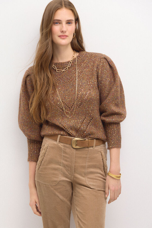 Hoss Intropia Tomasa. Metallic jersey-knit knit sweater  Gold