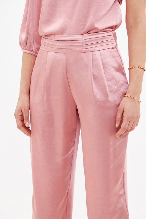 Hoss Intropia Pia. Satin-finish trousers with pintucks Pink