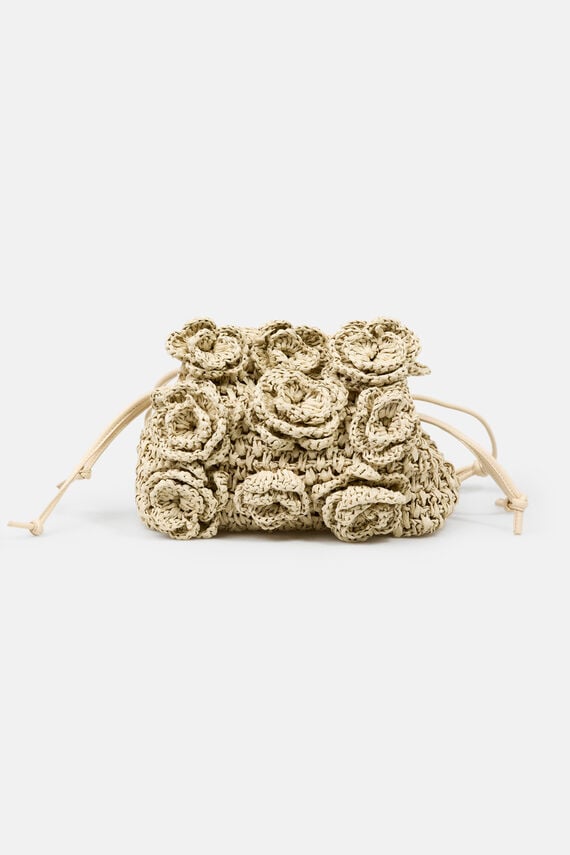 Nekane. Bolso fibras naturales con flores