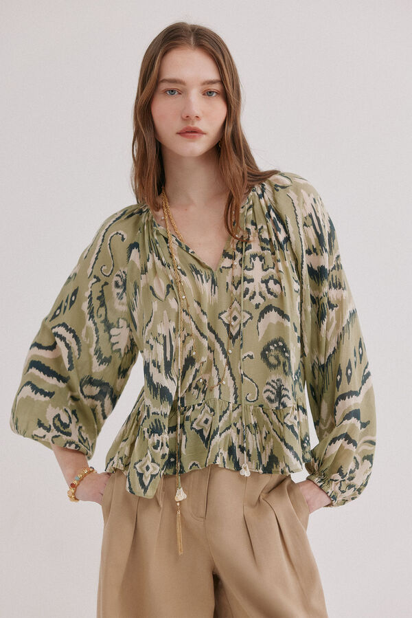 Hoss Intropia Camisa. Blusa estampada Verde