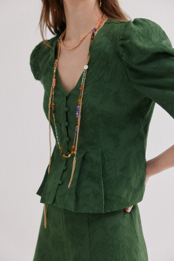 Hoss Intropia Casilda. Blusa rom&acirc;ntica cintada Verde