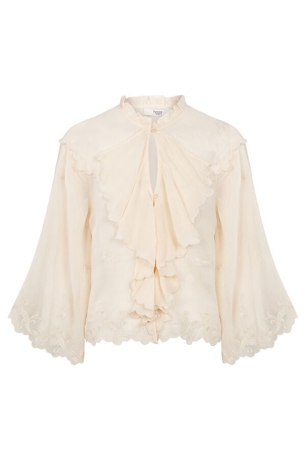 Hoss Intropia Chelsea. Blusa rom&acirc;ntica Ecru