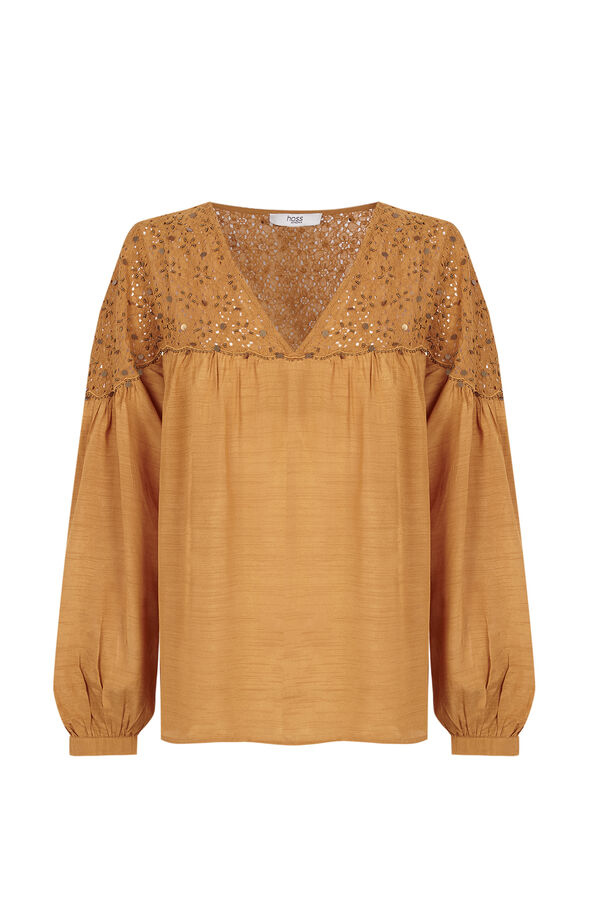 Hoss Intropia Elizabeth. Tie-front blouse with mirrors Gold