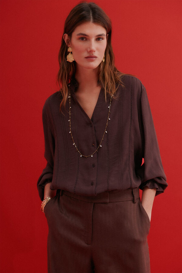 Hoss Intropia Long sleeve blouse Clementine Brown