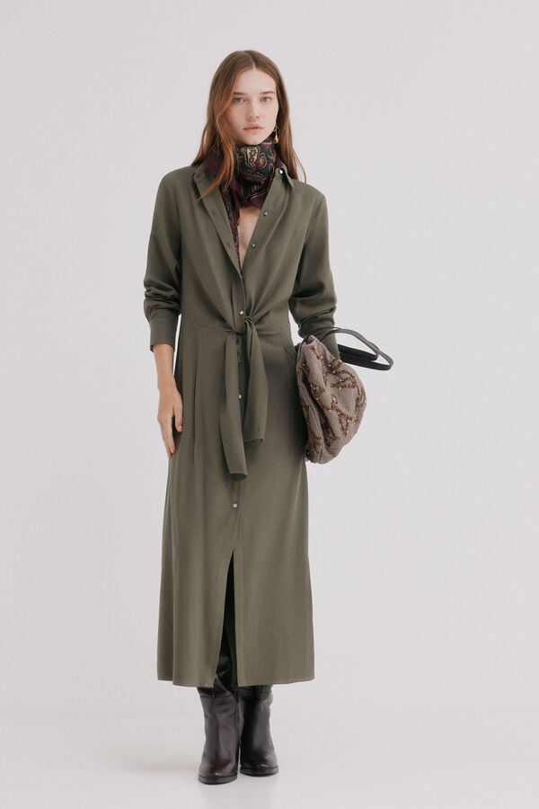 Hoss Intropia Amara. Vestido camiseiro Khaki