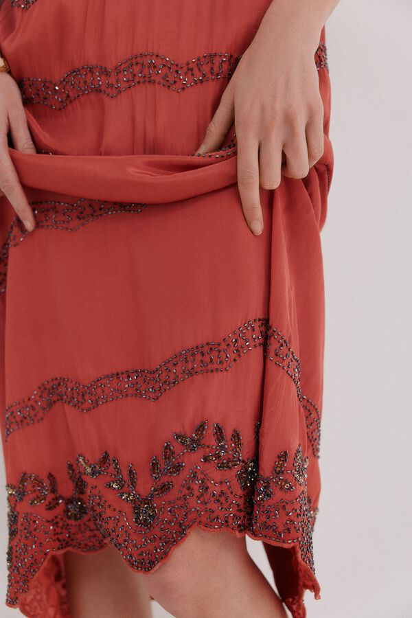 Hoss Intropia Abbie. Vestido midi em coral Vermelho