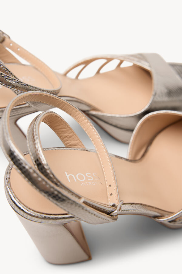 Hoss Intropia Marisa. Sand&aacute;lias salto em pele gravada Cinzento