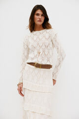 Hoss Intropia Nuria. Top de manga comprida Beige